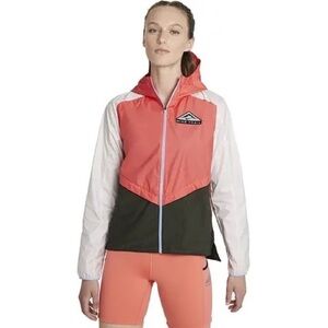 Women's Coral and White Lightweight Hooded Jacket